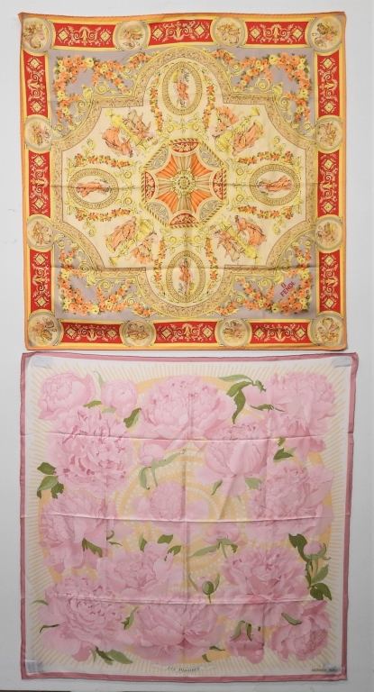 Appraisal: PC HERMES FENDI SILK SCARVES France Italy th CenturyIncludes a