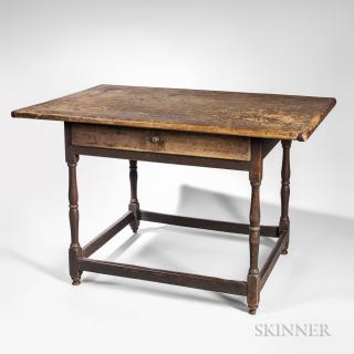 Appraisal: Painted Pine and Maple Tavern Table New England mid- th