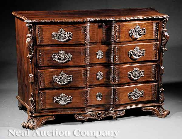 Appraisal: A Fine Portuguese Rococo Carved Walnut Commode th c reverse