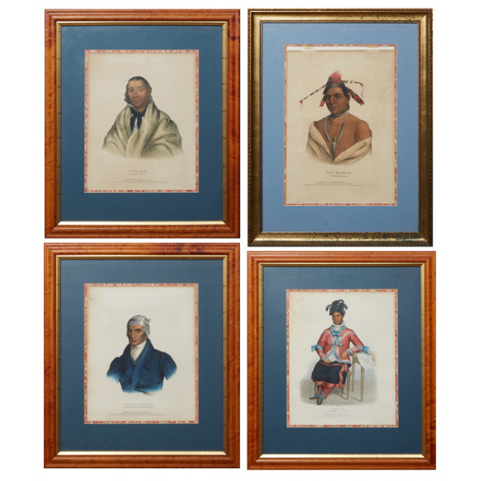 Appraisal: Four McKenney and Hall Indian Colored Lithographs from History of