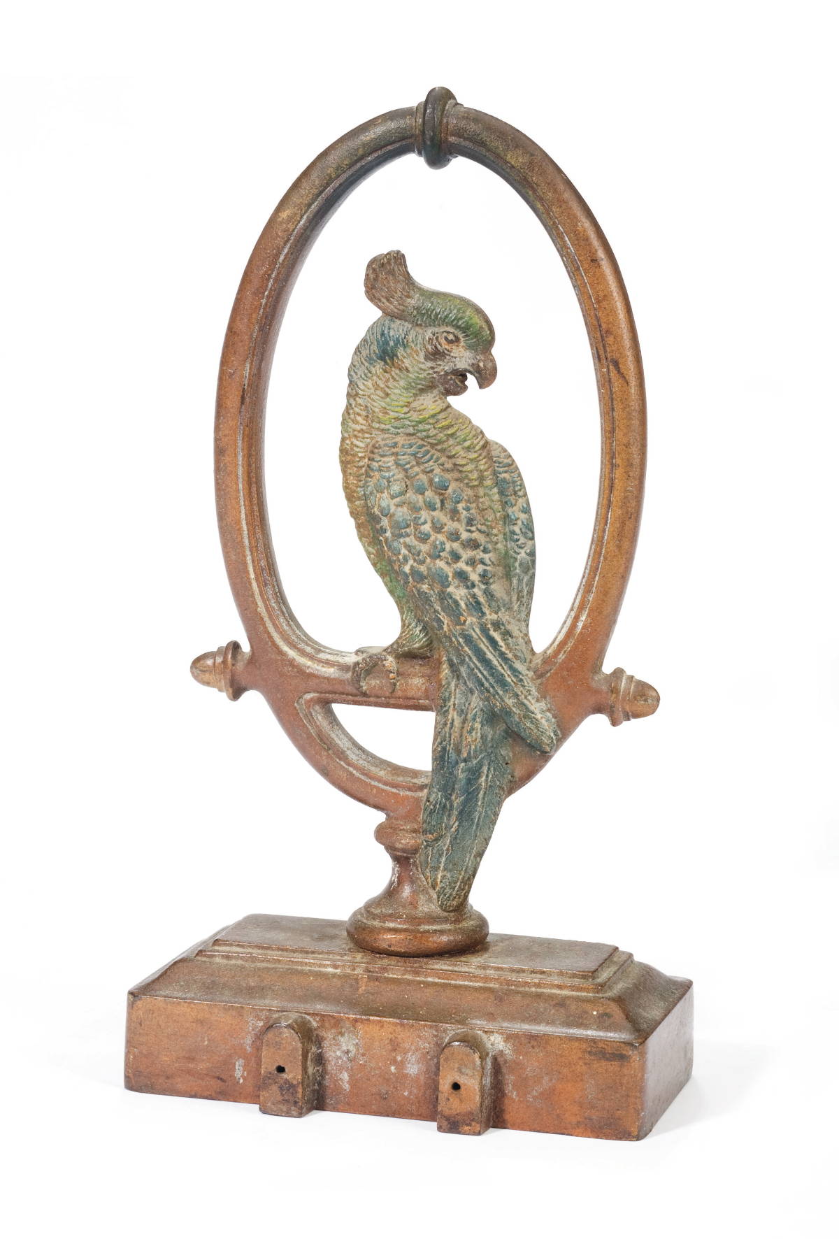 Appraisal: BRADLEY AND HUBBARD CAST-IRON PARROT ON PERCH DOOR STOP BRADLEY