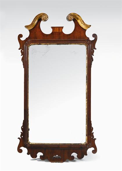 Appraisal: Chippendale mahogany gilt wood looking glass Molded and scrolled pediment