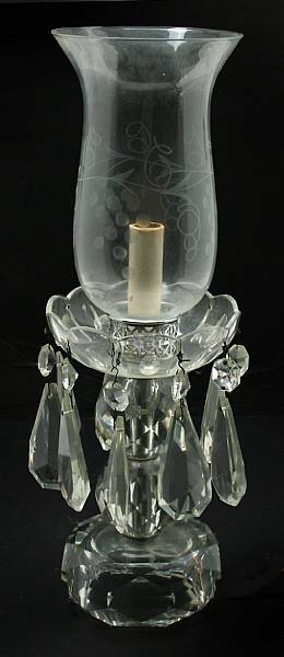 Appraisal: A pair of luster crystal lamps height in