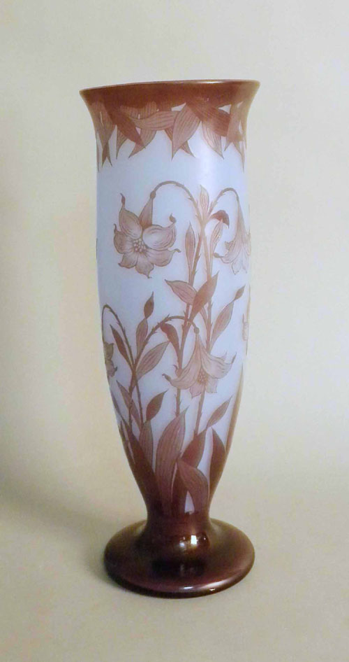 Appraisal: Cameo glass vase h