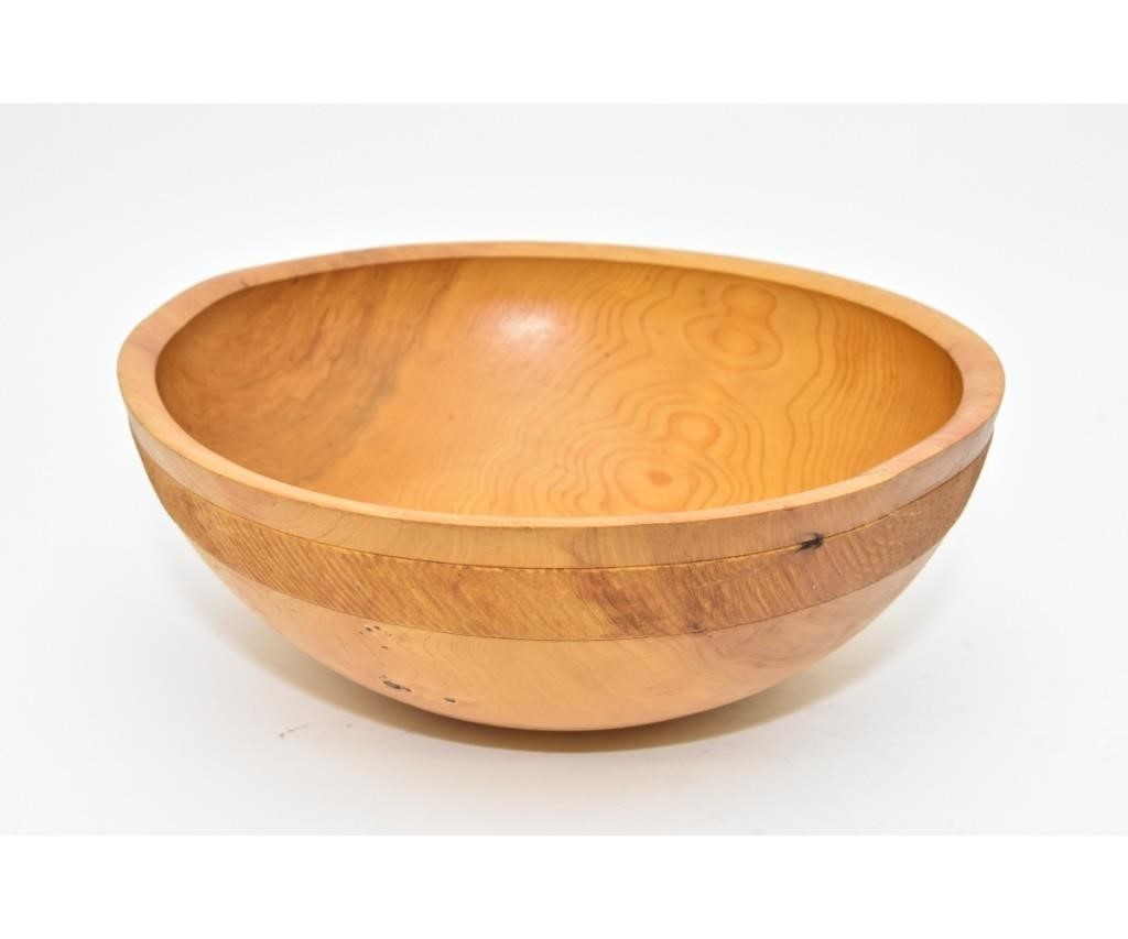 Appraisal: Large American elm wood bowl signed Mike Mahoney h x