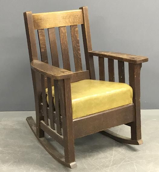 Appraisal: Stickley Type Oak Mission Morris Chair Rocker Stickley type oak