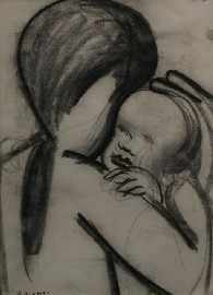 Appraisal: Charles Blackman born Mother and Child charcoal signed 'BLACKMAN' lower