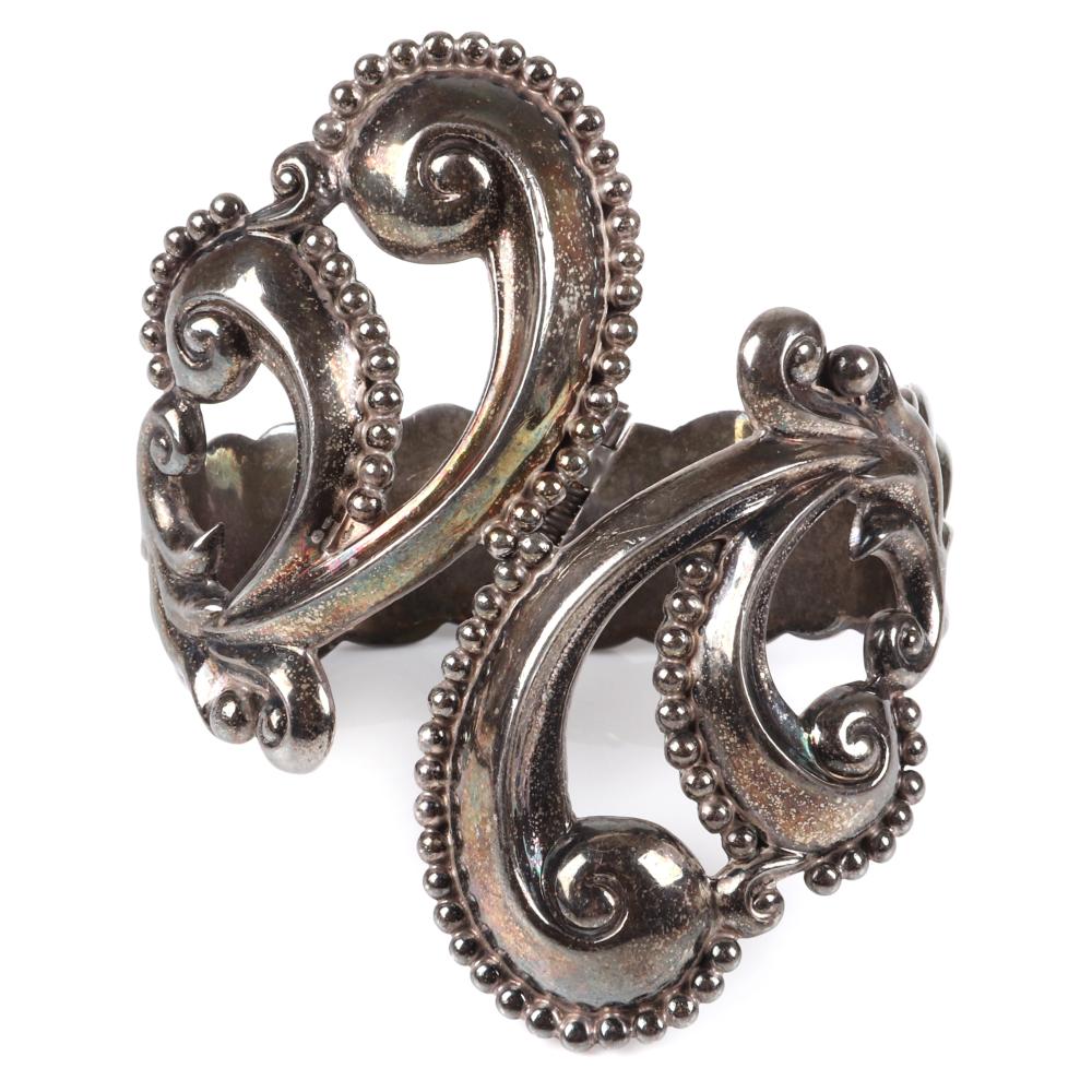 Appraisal: GERARDO LOPEZ TAXCO MEXICAN MODERNIST STERLING SILVER BEADED ORNATE SCROLL