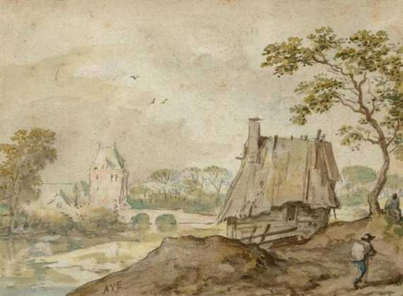 Appraisal: EVERDINGEN ALLART VAN Alkmaar - Amsterdam River landscape with peasant