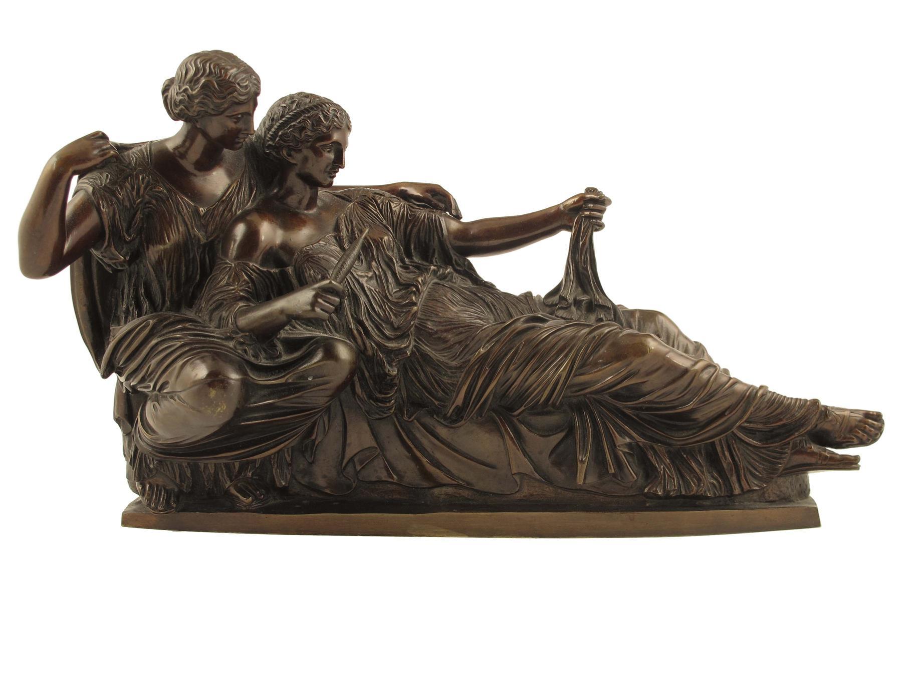 Appraisal: A French bronze group of Cleopatra and her attendant