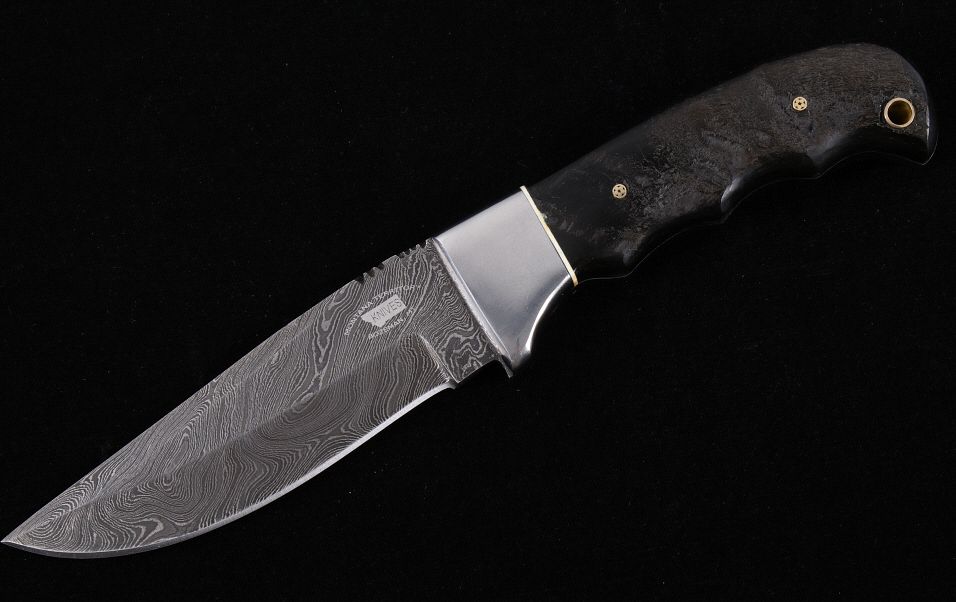 Appraisal: Rocky Mountain Rams Horn Damascus Bozeman Knife This is an