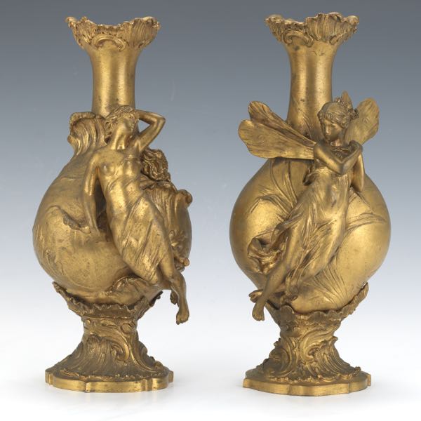 Appraisal: CHARLES GEORGES FERVILLE-SUAN FRENCH - x Pair of bronze fairy