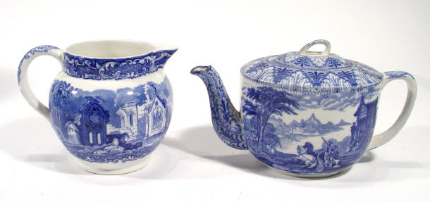 Appraisal: Cauldon blue and white teapot with transfer printed decoration and