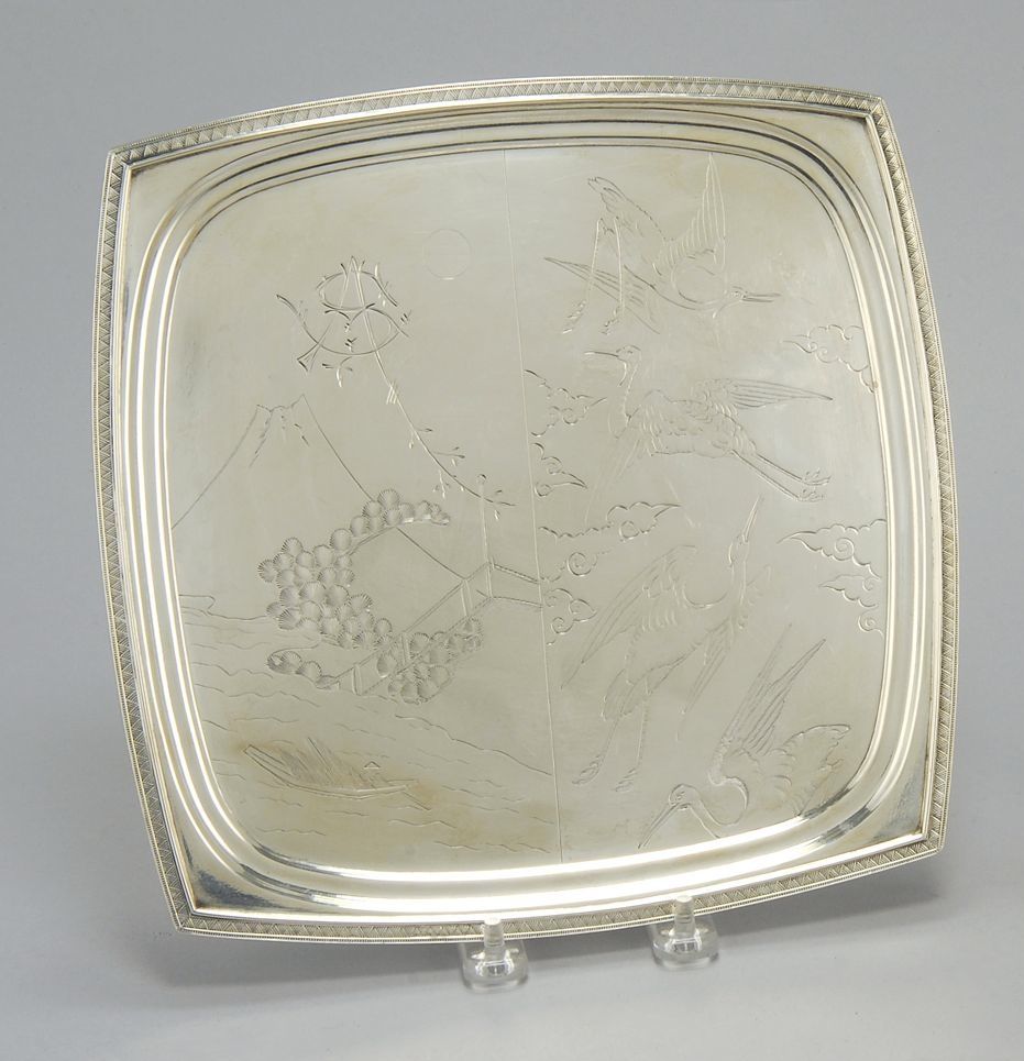 Appraisal: TIFFANY STERLING SILVER SALVER In square form with wonderful engraved