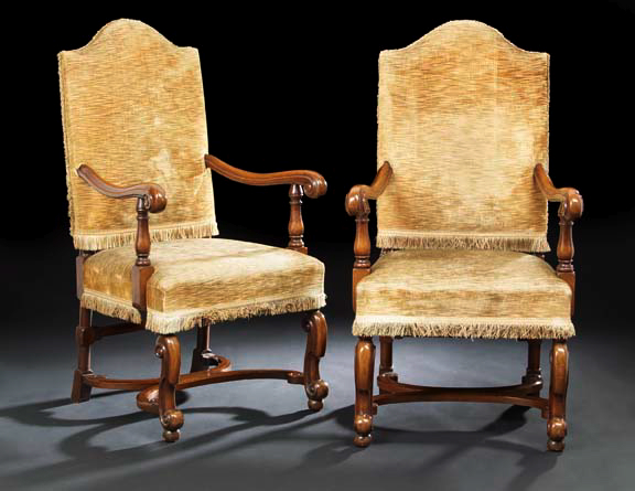 Appraisal: Pair of Spanish Provincial Mahogany Fauteuils early th century each