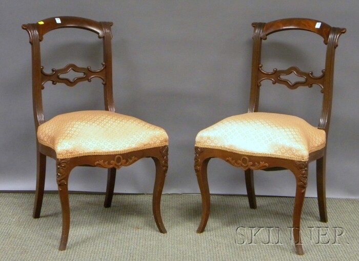 Appraisal: Pair of Victorian Upholstered Carved Mahogany Parlor Side Chairs