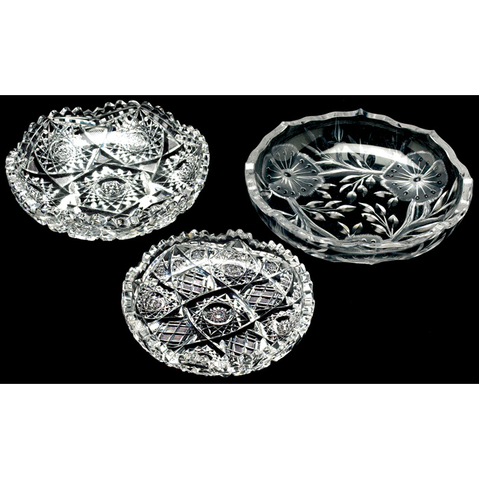 Appraisal: Cut Glass dish hobstar designs w with a Cut Glass