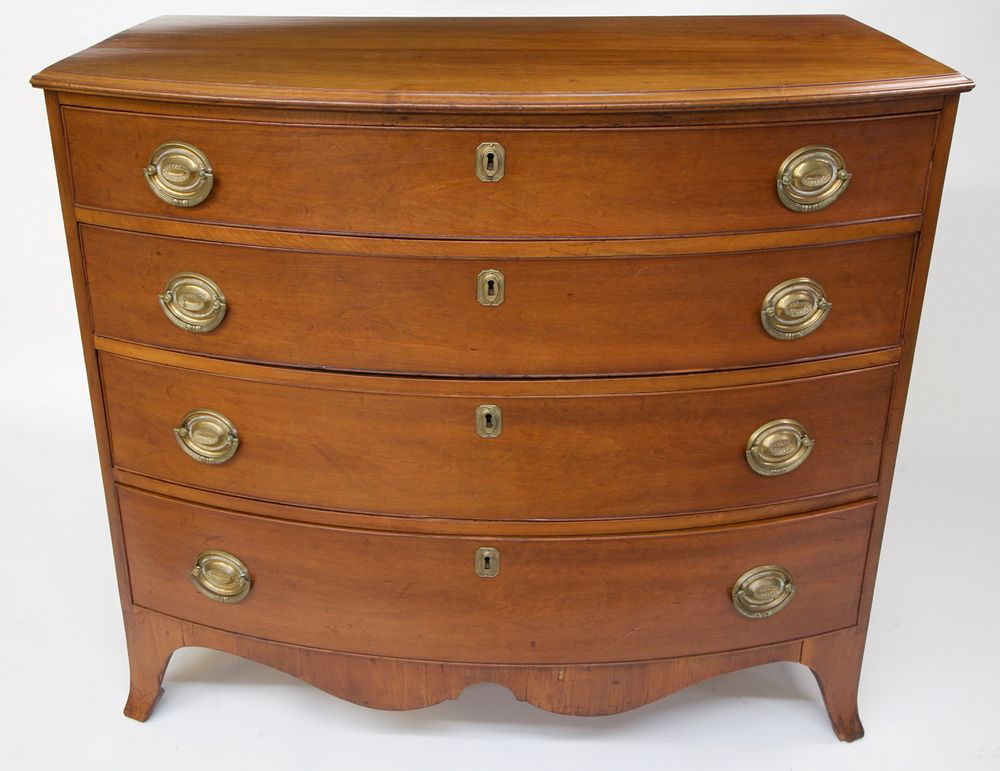 Appraisal: American Cherry Bow Front Chest of Drawers circa American Cherry