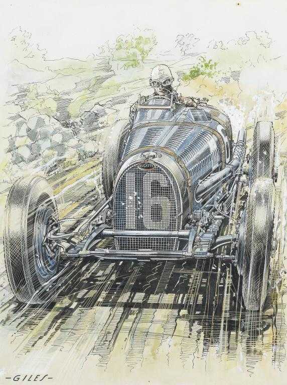 Appraisal: NORMAN EDWARD GILES ILLUSTRATOR FL C BUGATTI TYPE AT SPEED