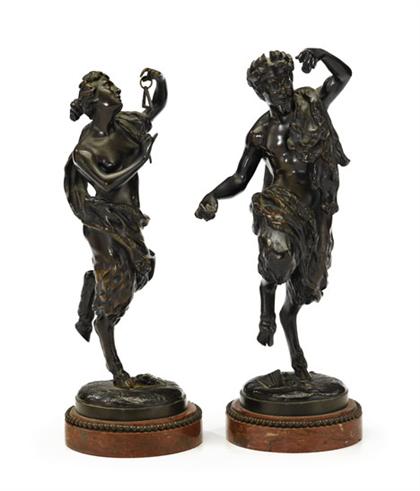 Appraisal: Pair of Continental bronze figures dancing figures of a satyr