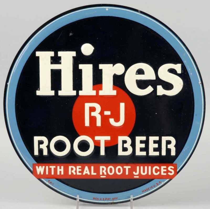 Appraisal: Tin Hires Root Beer Round Sign Description Very minor scuffs