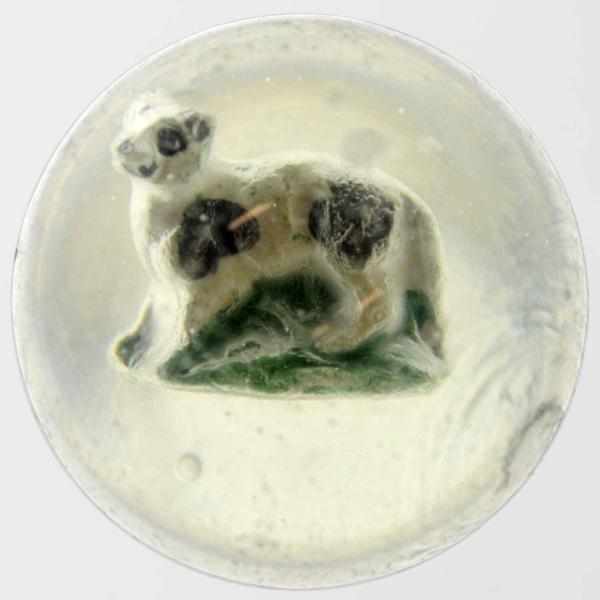 Appraisal: Painted Dog Sulphide Marble Dog has brown spotting on body