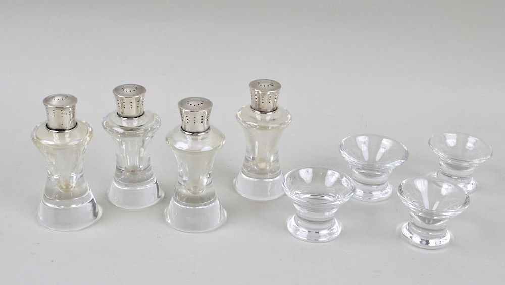 Appraisal: Set Four Steuben Salts Peppers the pepper urns with sterling