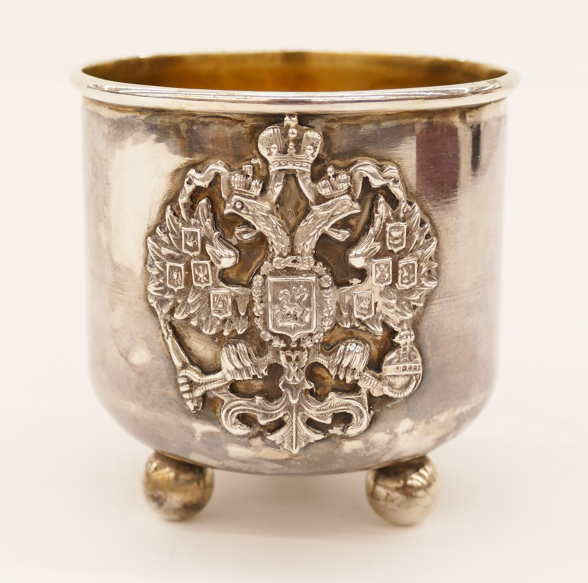 Appraisal: Antique Russian Imperial Silver Footed Cup ''x '' A tripod