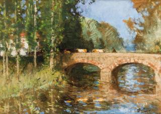 Appraisal: PIERRE-EUGENE MONTEZIN FRENCH - Le pont sur la riviere oil