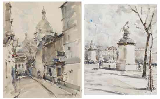 Appraisal: Hugh Frank Wagner th century A pair of works watercolor