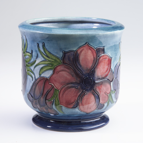 Appraisal: Moorcroft jardiniere in the Anemone pattern on blue ground Signed