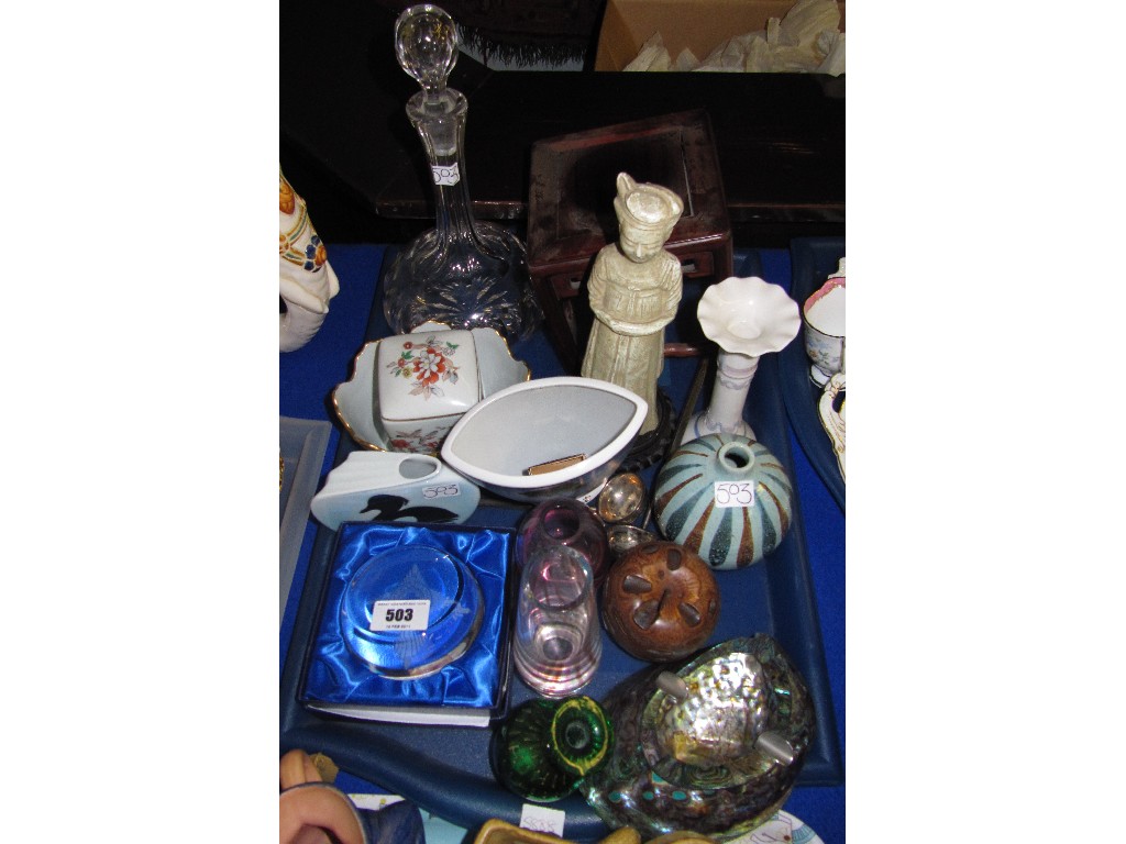 Appraisal: Tray lot of miscellaneous - Caithness glass vases abalone ashtray