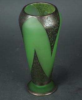 Appraisal: Continental emerald and silvered vase Continental emerald and silvered vase