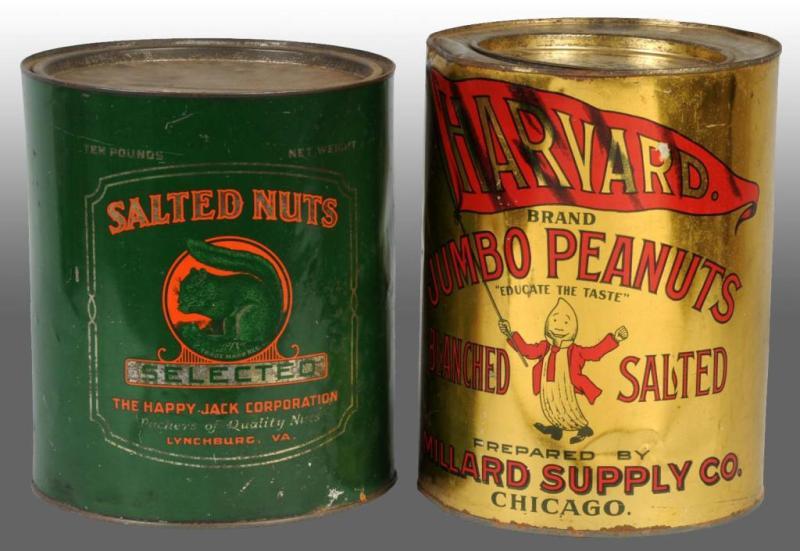 Appraisal: Lot of lb Salted Peanut Tins Description Includes Harvard Brain