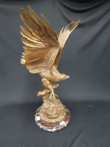 Appraisal: Jules Moigniez bronze eagle taking off tall plus marble base