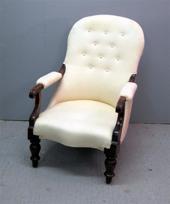 Appraisal: Victorian mahogany button back armchair