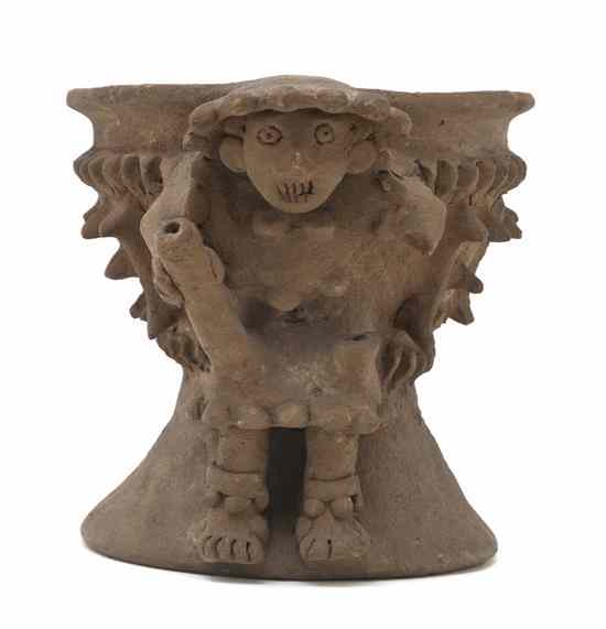 Appraisal: A Pre-Columbian Style Terracotta Figural Bowl of circular form having