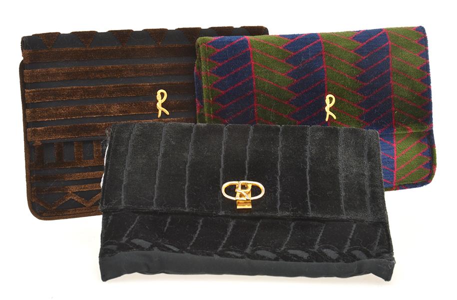 Appraisal: THREE VINTAGE CLUTCH BAGS BY ROBERTA DI CAMERINO Including a