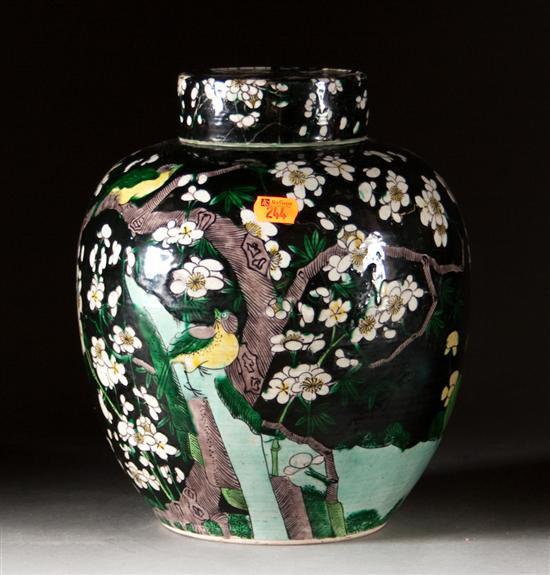 Appraisal: Chinese Export Famille Noir porcelain ginger jar second half- th