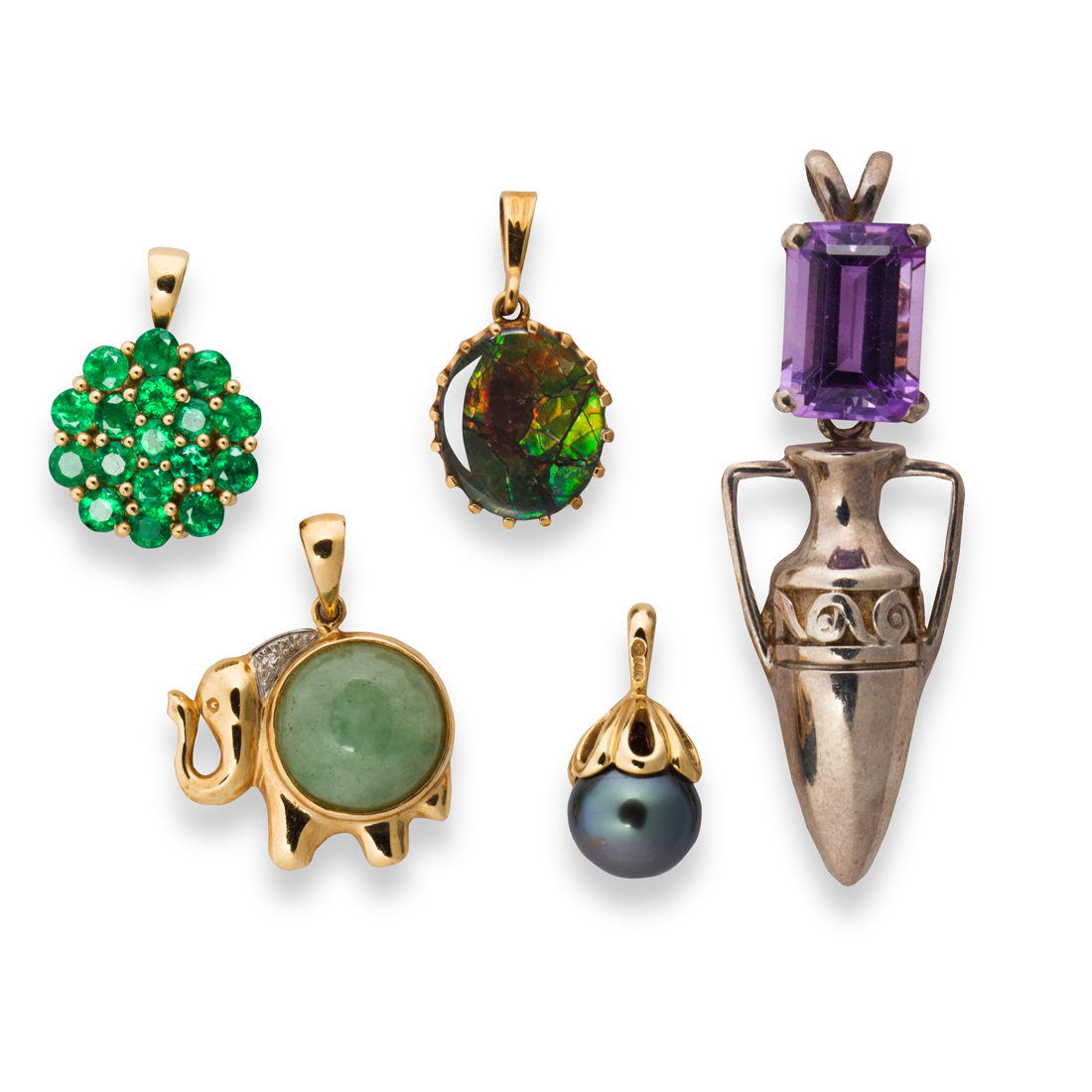 Appraisal: A GROUP OF GEMSTONE PENDANTS A group of gemstone pendants