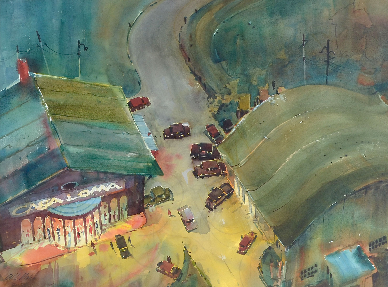 Appraisal: W L MOHR CASA LOMA WATERCOLOR PAINTING Aerial view of