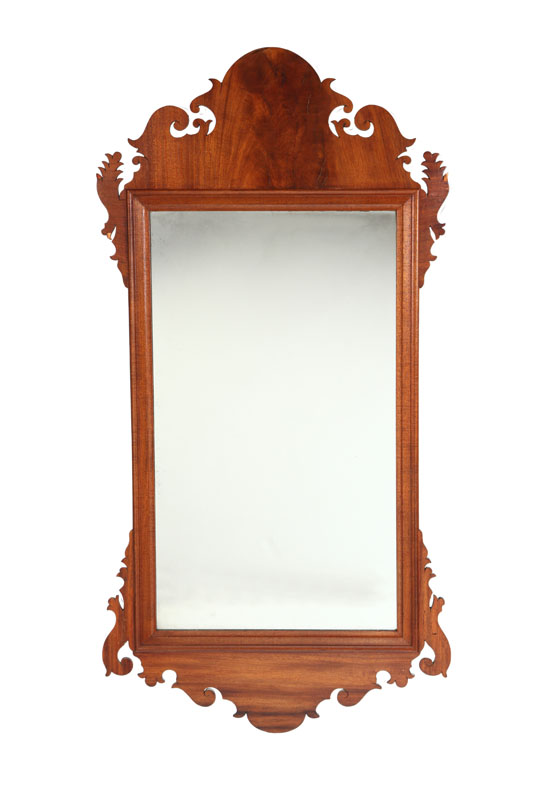 Appraisal: CHIPPENDALE MIRROR American or English mid th century mahogany veneer