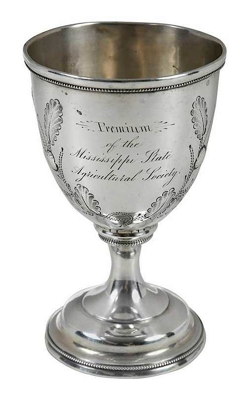 Appraisal: Mississippi Coin Silver Agricultural Award American mid th century goblet