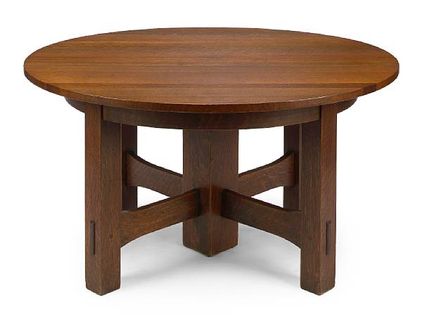 Appraisal: A Gustav Stickley oak circular dining table - model -E