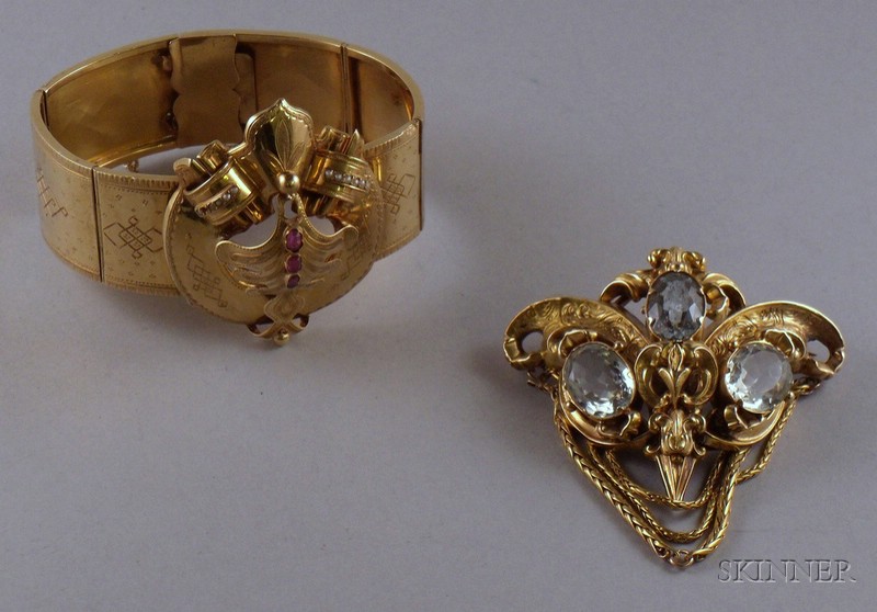 Appraisal: Two Pieces of Antique Renaissance Revival Jewelry including a kt