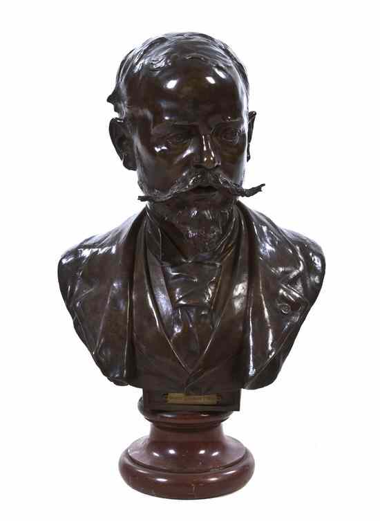 Appraisal: A French Bronze Bust Jules Pierre Roulleau - depicting a