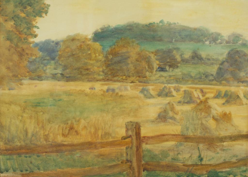 Appraisal: ENGLISH SCHOOL EARLY th CENTURY HAY FIELD unsigned watercolour framed