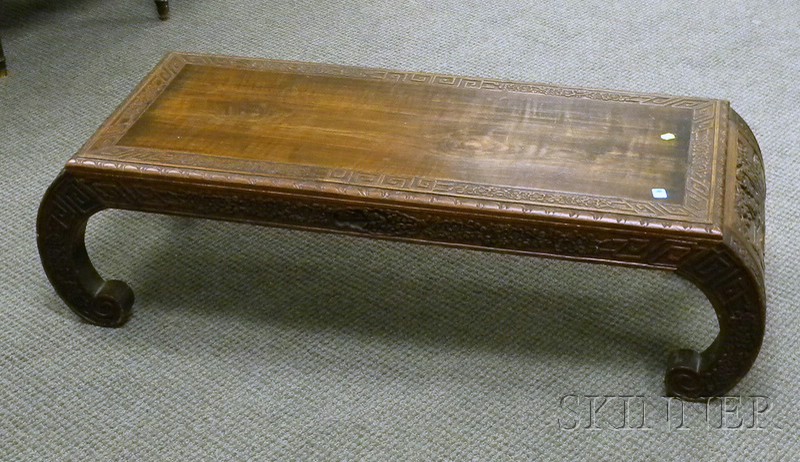 Appraisal: Asian Export Carved Hardwood Low Table ht lg in