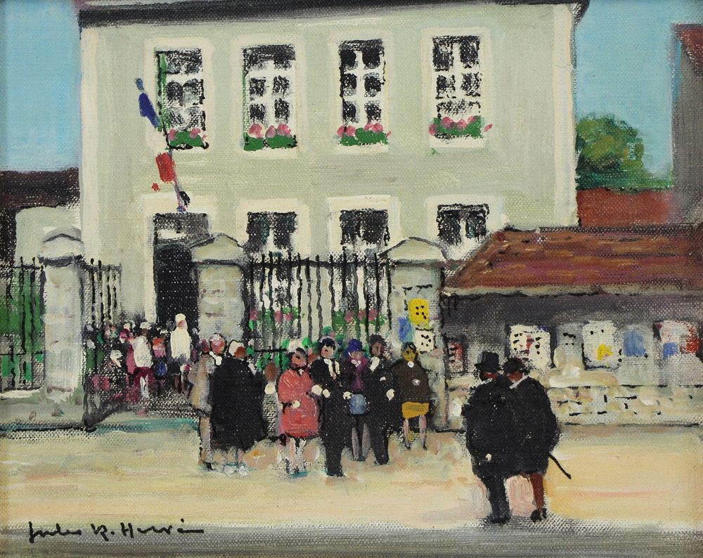 Appraisal: JULES RENE HERVE FRENCH - Oil on canvas Parisian Scene