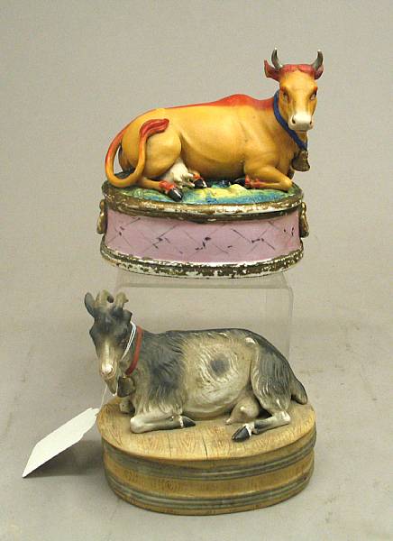 Appraisal: Two German porcelain animal boxes late th early th century